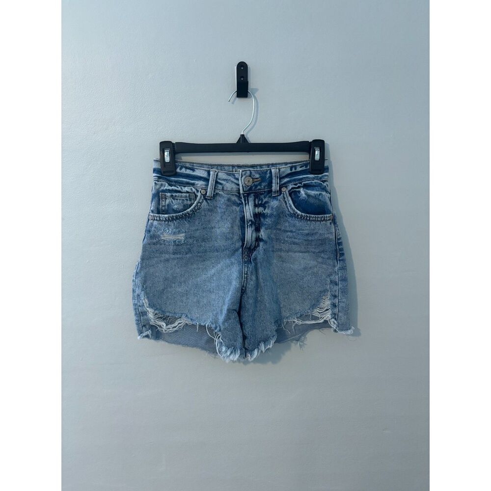 Rewash Women's Super High-Rise Distressed Denim Shorts – Size 1, Light Wash